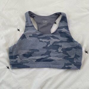 Athleta Girl Camo light and dark Gray Sports Bra Size M - 8/10